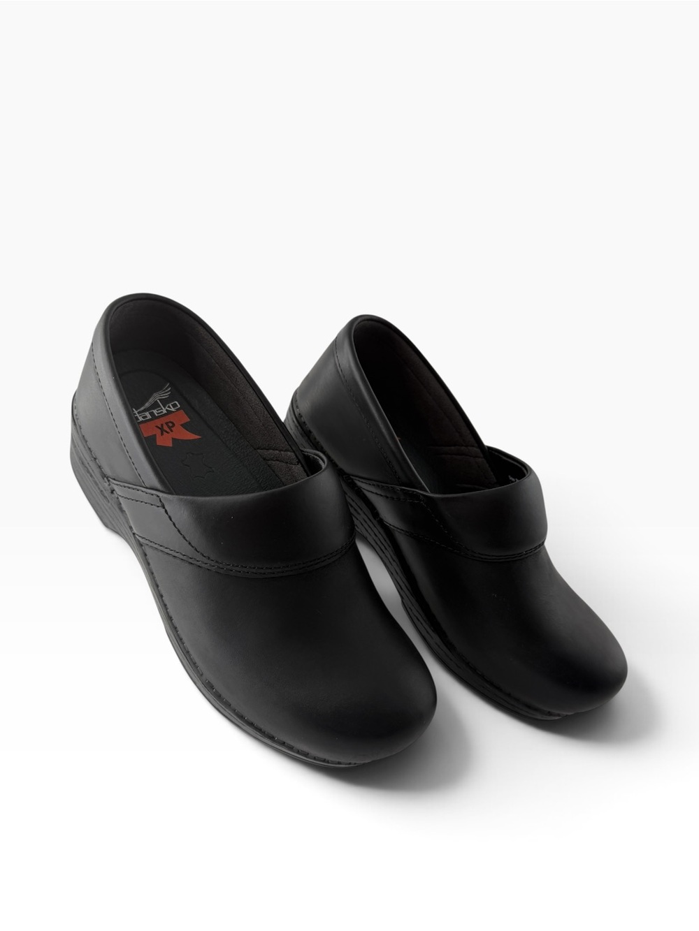Dansko XP Black Leather Slip-On Nursing Healthcare Chef Clogs Lagenlook Sz 37 EU